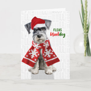 Cartão De Festividades Miniatura Schnauzer Engraçado Pulgas Navidog Natal