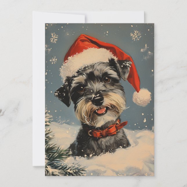 Cartão De Festividades Miniatura Schnauzer Natal (Frente)