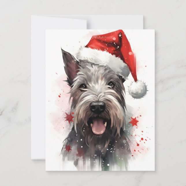 Cartão De Festividades Miniatura Schnauzer Pincel de Natal Ardois (Frente)