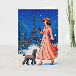 Cartão De Festividades Miniature Poodle Holiday Card