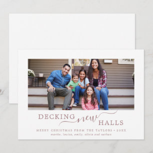 Cartão De Festividades Mínima Rosa Dourada de Decking Novos Halls Movend