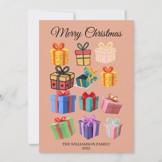 Cartão De Festividades Minimal Colorful Gifts Holiday Card (Frente)