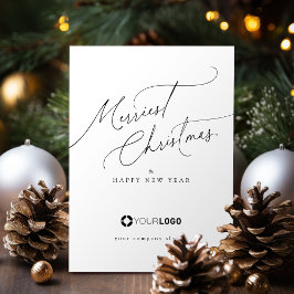 Cartão De Festividades Minimal Elegante Script Feliz Natal Empresa
