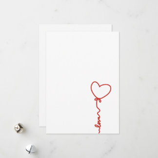 Cartão De Festividades Minimal Heart Balloon Love  Line Art Valentine