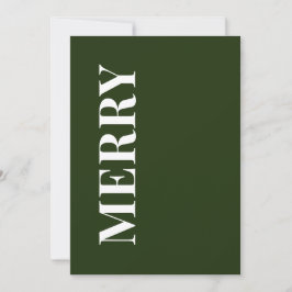 Cartão De Festividades Minimal MERRY | Forest Green Holiday Greeting Card