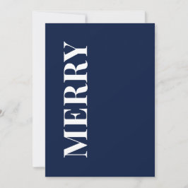 Cartão De Festividades Minimal MERRY | Navy Blue Holiday Greeting Card