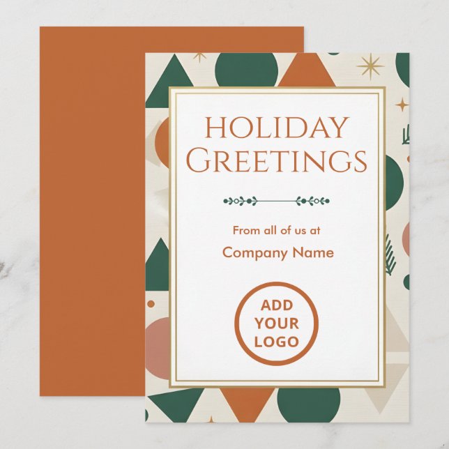 Cartão De Festividades Minimal Modern-Retro | Logo-Ready Bulk Edition (Frente/Verso)