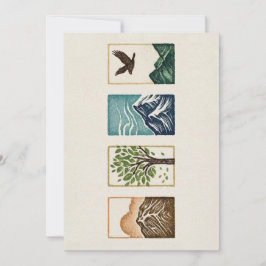 Cartão De Festividades Minimal Nature Set – Mountain & Tree Art