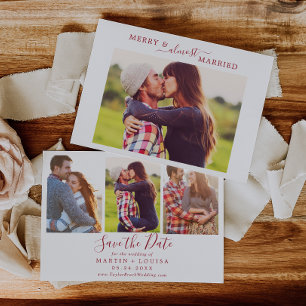 Cartão De Festividades Minimal Red Merry Almost Married HZ Save the Date