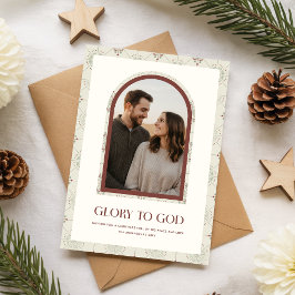 Cartão De Festividades Minimal Religious Family Arch Photo Christmas