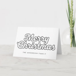 Cartão De Festividades Minimal Retro Contorno Script Feliz Natal