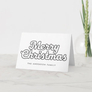 Cartão De Festividades Minimal Retro Contorno Script Feliz Natal