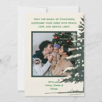 Cartão De Festividades Minimal Snowy Christmas Tree Winter Watercolor