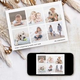 Cartão De Festividades Minimal Vintage Typography Christmas Photo Collage