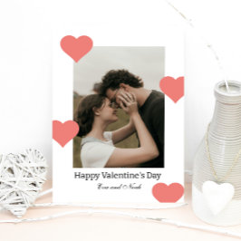 Cartão De Festividades Minimal White Heart Valentine Photo Moment