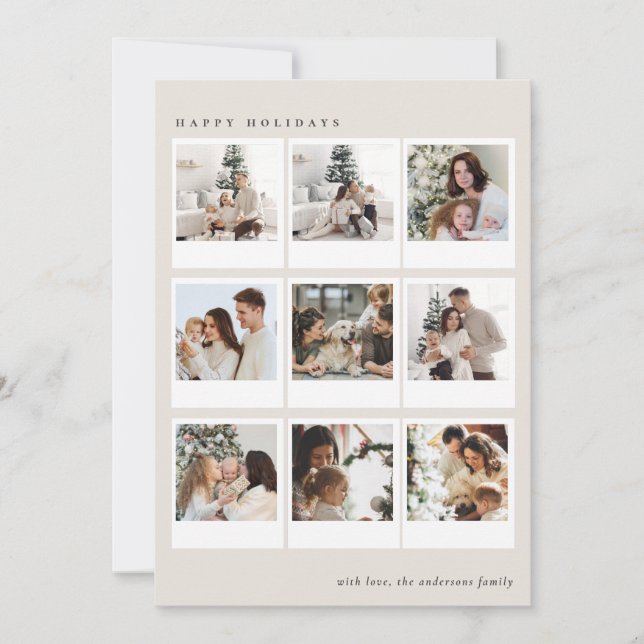 Cartão De Festividades Minimalist  Creamy Boho Photo collage Christmas   (Frente)