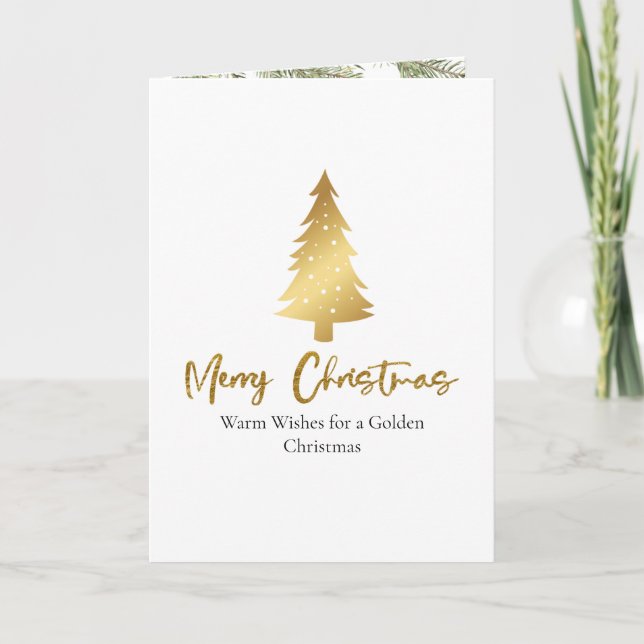 Cartão De Festividades Minimalist Gold Christmas Folded Card (Frente)