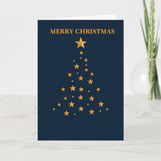 Cartão De Festividades Minimalist Gold Star Christmas Tree Card