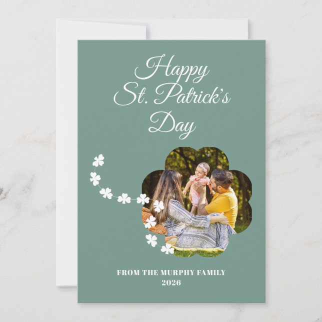 Cartão De Festividades Minimalist lucky shamrock st. Patrick's Day Photo (Frente)