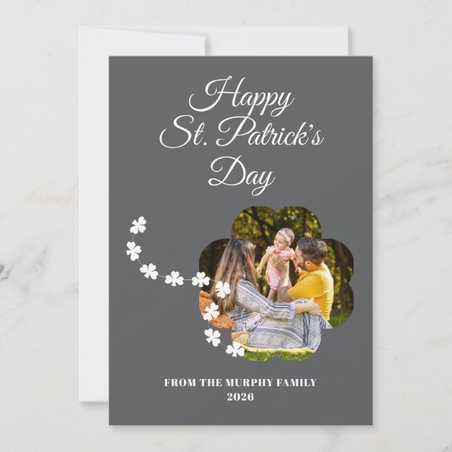 Cartão De Festividades Minimalist lucky shamrock st. Patrick's Day Photo (Frente)