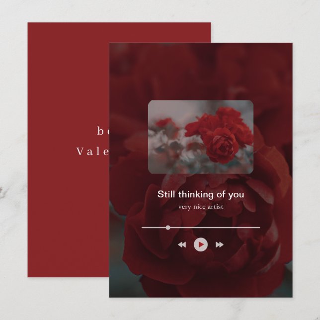 Cartão De Festividades Minimalist Red Music Player Valentine's Day (Frente/Verso)