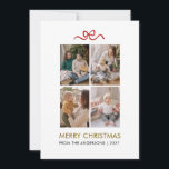 Cartão De Festividades Minimalist Red Ribbon 4 Photo Merry Christmas<br><div class="desc">Celebrate the holiday season with this clean and modern four-photo grid Christmas card featuring a delicate red ribbon accent. The minimalist layout and elegant typography allow your family’s most precious moments to take center stage for a timeless holiday keepsake.</div>