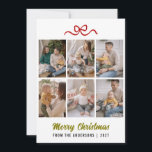 Cartão De Festividades Minimalist Red Ribbon Merry Christmas Multi Photo<br><div class="desc">Celebrate with simplicity using this clean white 6-photo layout adorned with festive red accents. This elegant design puts all the focus on your cherished holiday snapshots and heartfelt family wishes.</div>