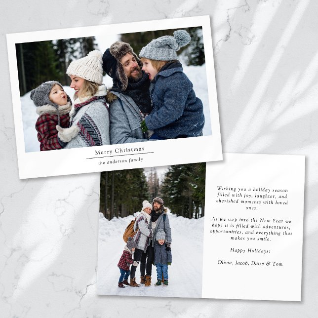 Cartão De Festividades Minimalista 2 Foto Feliz Natal (Criador carregado)