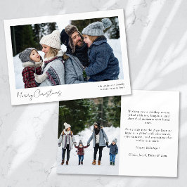 Cartão De Festividades Minimalista 2 Fotos Caligrafia Feliz Natal