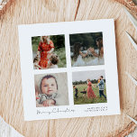 Cartão De Festividades Minimalista 4 fotos Collage Square Feliz Natal<br><div class="desc">Feliz cartão de Natal! Uma tipografia moderna para esta coleção de cartões com fotos de Férias de inverno. Para personalizar com suas 4 fotos favoritas da família. Você também pode mudar facilmente a cor da fonte ou do plano de fundo para o seu gosto.</div>