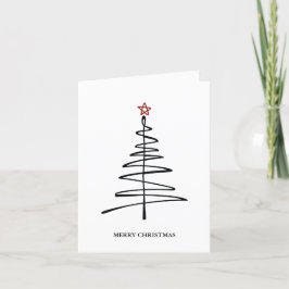 Cartão De Festividades Minimalista Elegante Árvore de Natal Simples Feliz