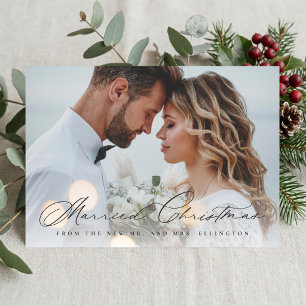 Cartão De Festividades Minimalista Elegante Casados Natal Recém-Casados 