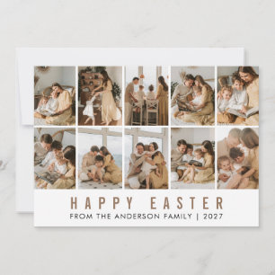 Cartão De Festividades Minimalista Elegante Grade de 10 Fotos Páscoa Famí