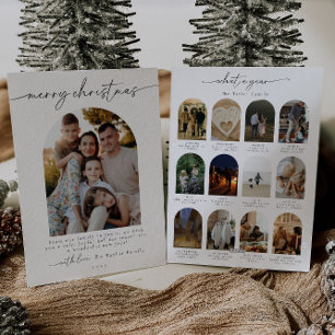 Cartão De Festividades Minimalista Moderno Ano em Revisão Foto Família