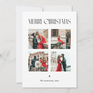 Cartão De Festividades Minimalista Quatro Fotos Feliz Natal Elegante