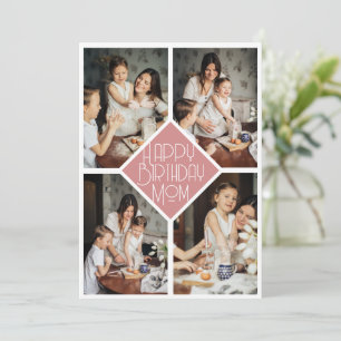 Cartão De Festividades Minimalista Rosa Ardósia Multi Foto Aniversário Mã
