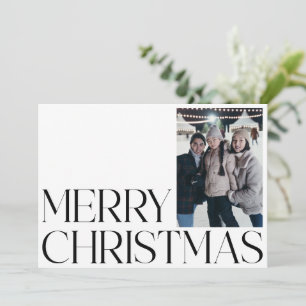 Cartão De Festividades Minimalista Vintage Preto Branco Dois Fotos Natal