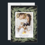 Cartão De Festividades Minimalista Winter Greenery Feliz Foto de Natal<br><div class="desc">Nossa coleção de "verduras de inverno" apresenta vegetação de pinheiros com aquarela minimalista excelente para suas cartas e convites,  mas também para outras papelaria e muitos outros itens. A fonte séria associada a uma fonte elegante de script é fácil de personalizar. Verifique em nossa loja mais itens desta coleção.</div>