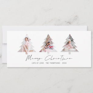 Cartão De Festividades Mínimas 3 Fotos em Forma de Árvore Feliz Natal