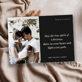 Cartão De Festividades Mínimo 1 Foto: Preto e Espírito de Natal Branco