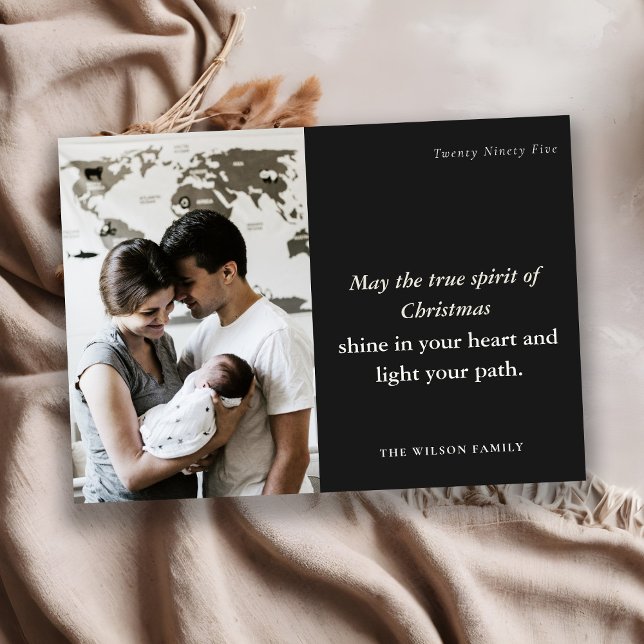 Cartão De Festividades Mínimo 1 Foto: Preto e Espírito de Natal Branco (Criador carregado)