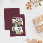 Cartão De Festividades Mínimo 3 Foto Colagem Feliz Natal Borgonha<br><div class="desc">Mínima 3 Fotografias Colagem Feliz Cartão de Férias de Natal em Burgundy</div>