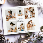 Cartão De Festividades Mínimo 6 Fotocolage Grid Feliz Natal<br><div class="desc">Se você gosta de simplicidade,  então este é o cartão de natal de Natal para você enviar para a família e amigos para desejar a eles um Feliz Natal. Basta carregar 6 fotos de sua escolha,  uma mensagem de natal no roteiro de caligrafia,  o ano e seus nomes.</div>