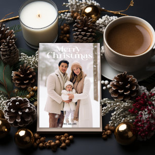 Cartão De Festividades Mínimo de 1 Beige Fotográfico de Natal Moderno