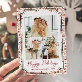 Cartão De Festividades Mínimo de festas felizes de Berries de inverno 3 F