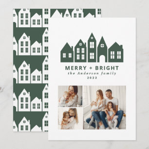 Cartão De Festividades Mínimo de Natal moderno Casas Nórdicas 3 fotos