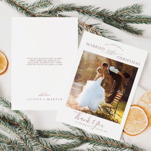 Cartão De Festividades Mínimo De Rosa Casado Com Um Pequeno Natal Obrigad