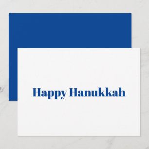Cartão De Festividades Mínimo de tipografia azul branca de Hanukkah feliz