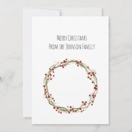 Cartão De Festividades Mínimo de Watercolor Wreath Christmas Card sem fot