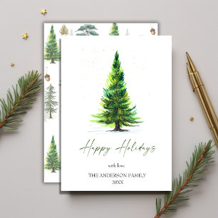 Cartão De Festividades Mínimo Elegante Pine Tree Saudação Ho